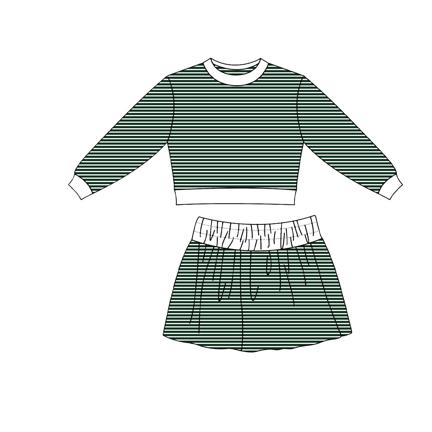 Preorder MOQ 5 pcs Each Style Solid Dark Color Stripe Yoga Girls Skorts Set Kids Matching Clothes