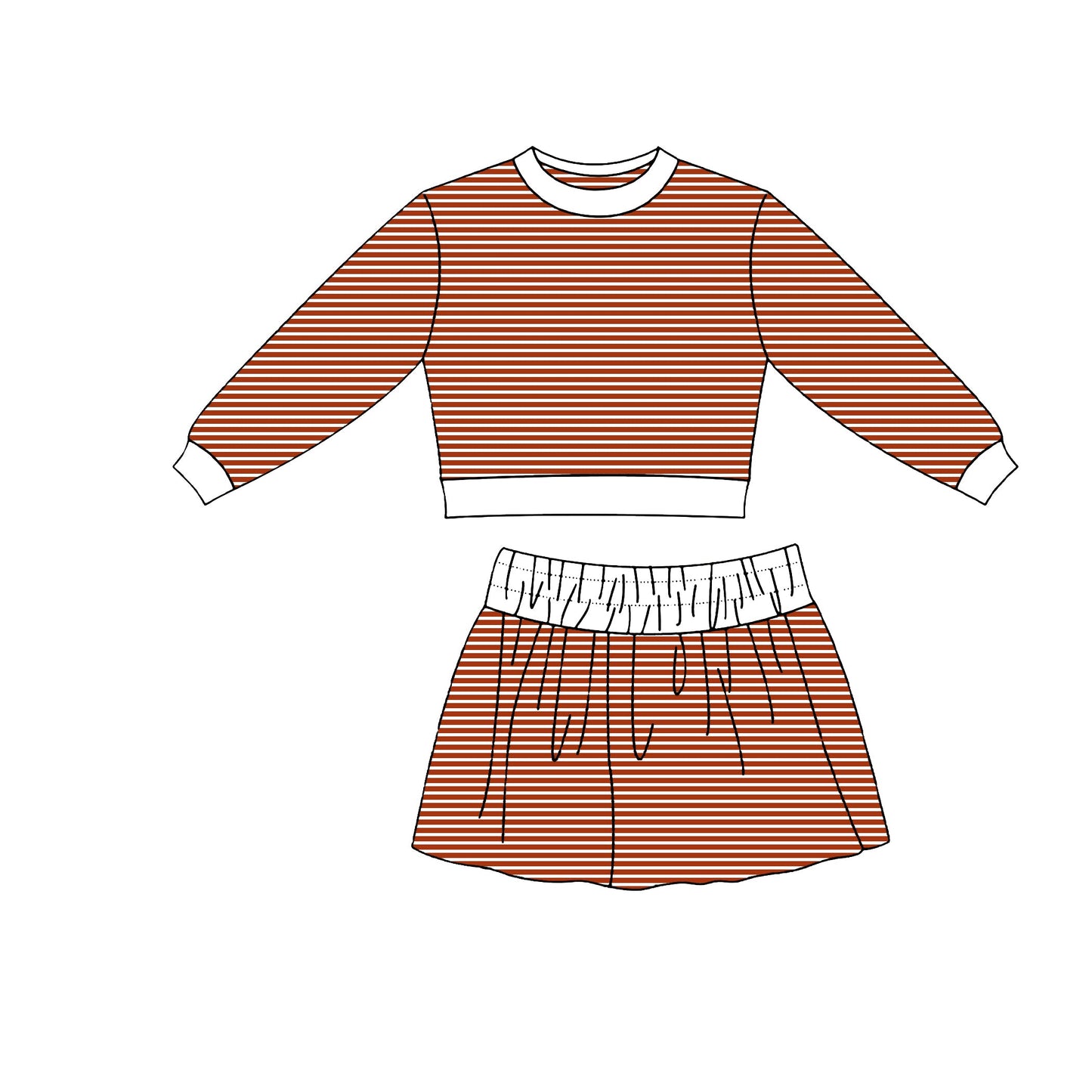 Preorder MOQ 5 pcs Each Style Solid Dark Color Stripe Yoga Girls Skorts Set Kids Matching Clothes