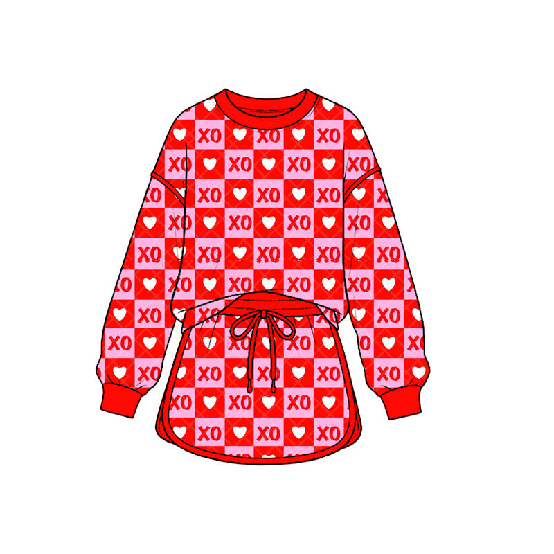 Preorder MOQ 5 pcs Each Style Valentine's Day Love Plaid Ruffles Kids Matching Clothes