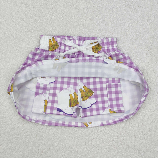 Carnival boots purple plaid print short skirt