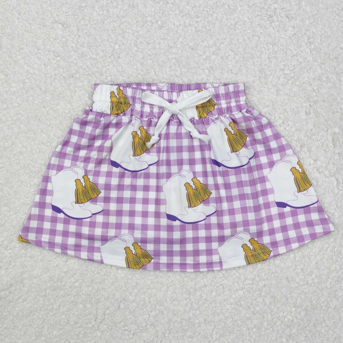 Carnival boots purple plaid print short skirt