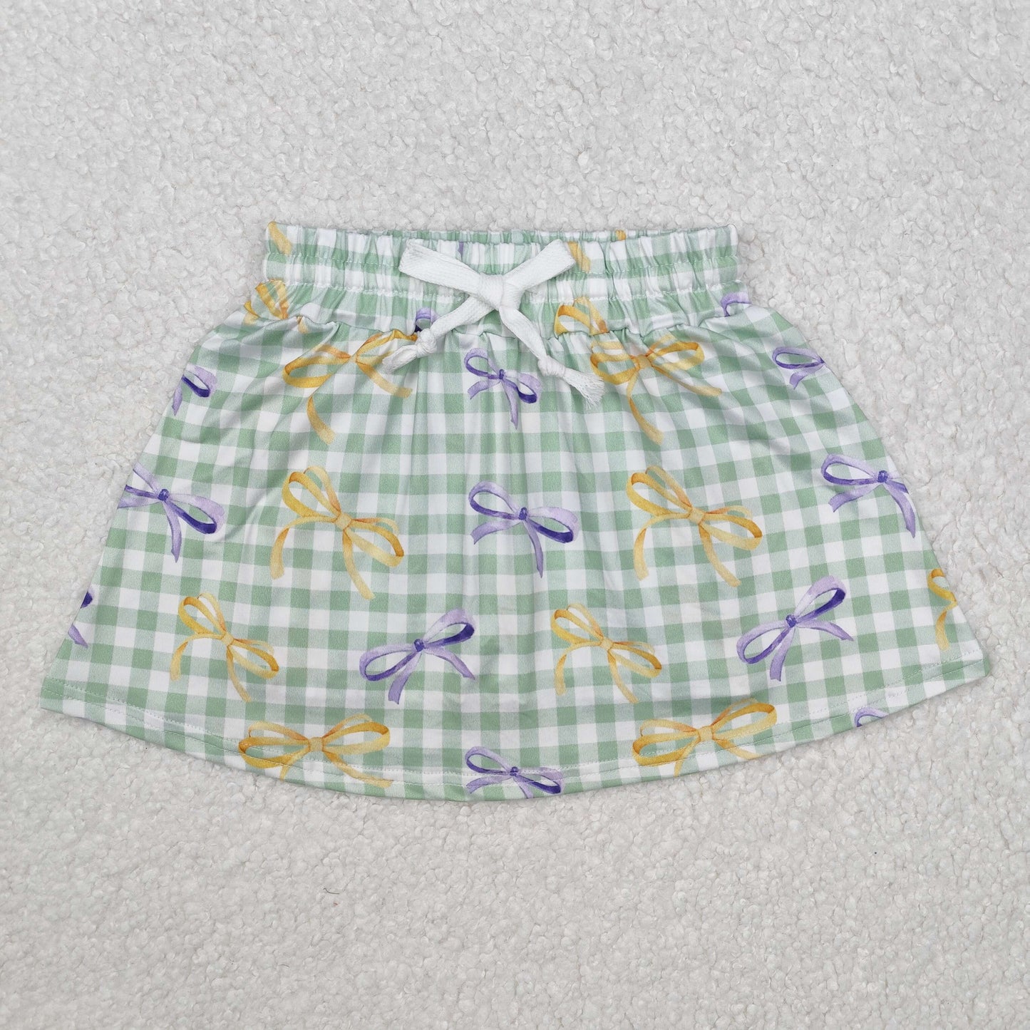 Carnival bow plaid print short skirt