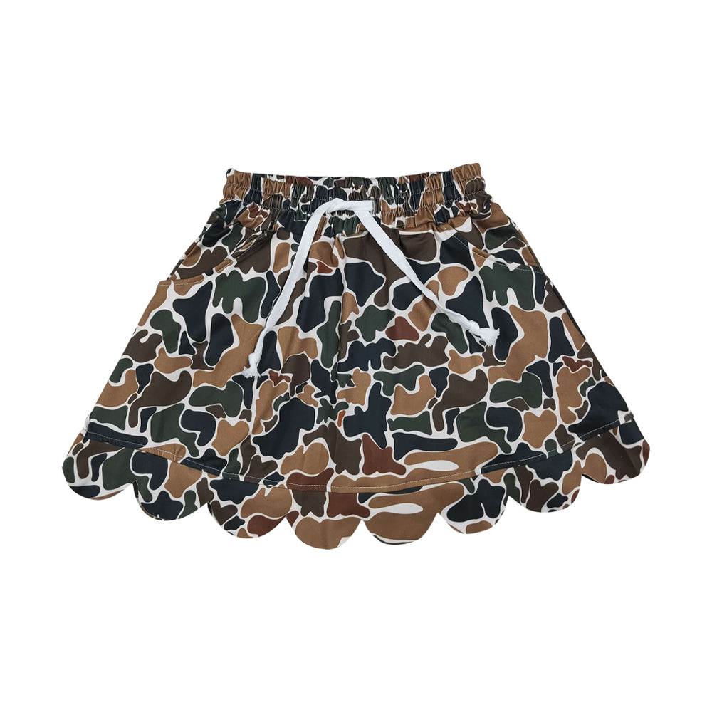 Camo scalloped edges long Sleeve Girls Set GLD1617(