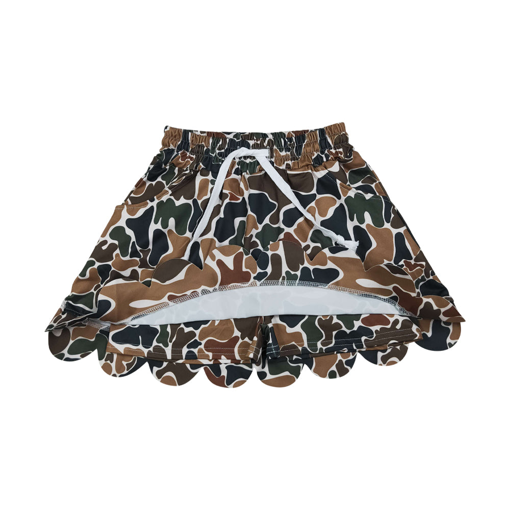 Camo scalloped edges long Sleeve Girls Set GLD1617(