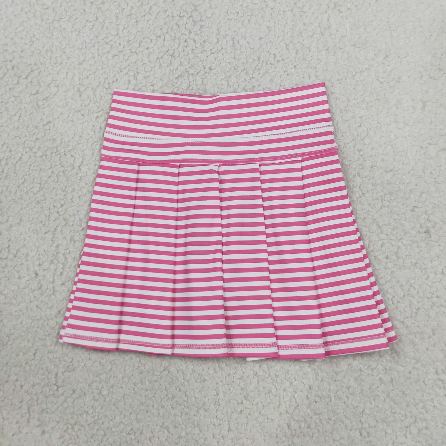 GLK0335 Pink Stripe Play Tennis Yoga Pleated Girls Skorts