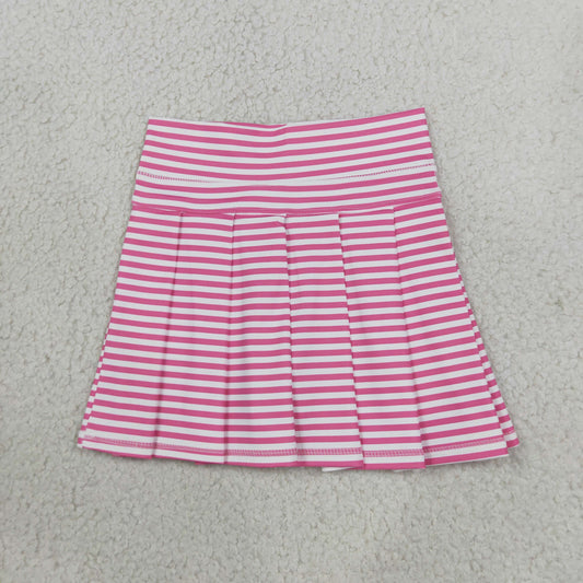 GLK0335 Pink Stripe Play Tennis Yoga Pleated Girls Skorts
