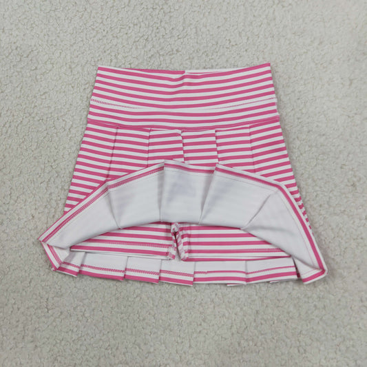 GLK0335 Pink Stripe Play Tennis Yoga Pleated Girls Skorts