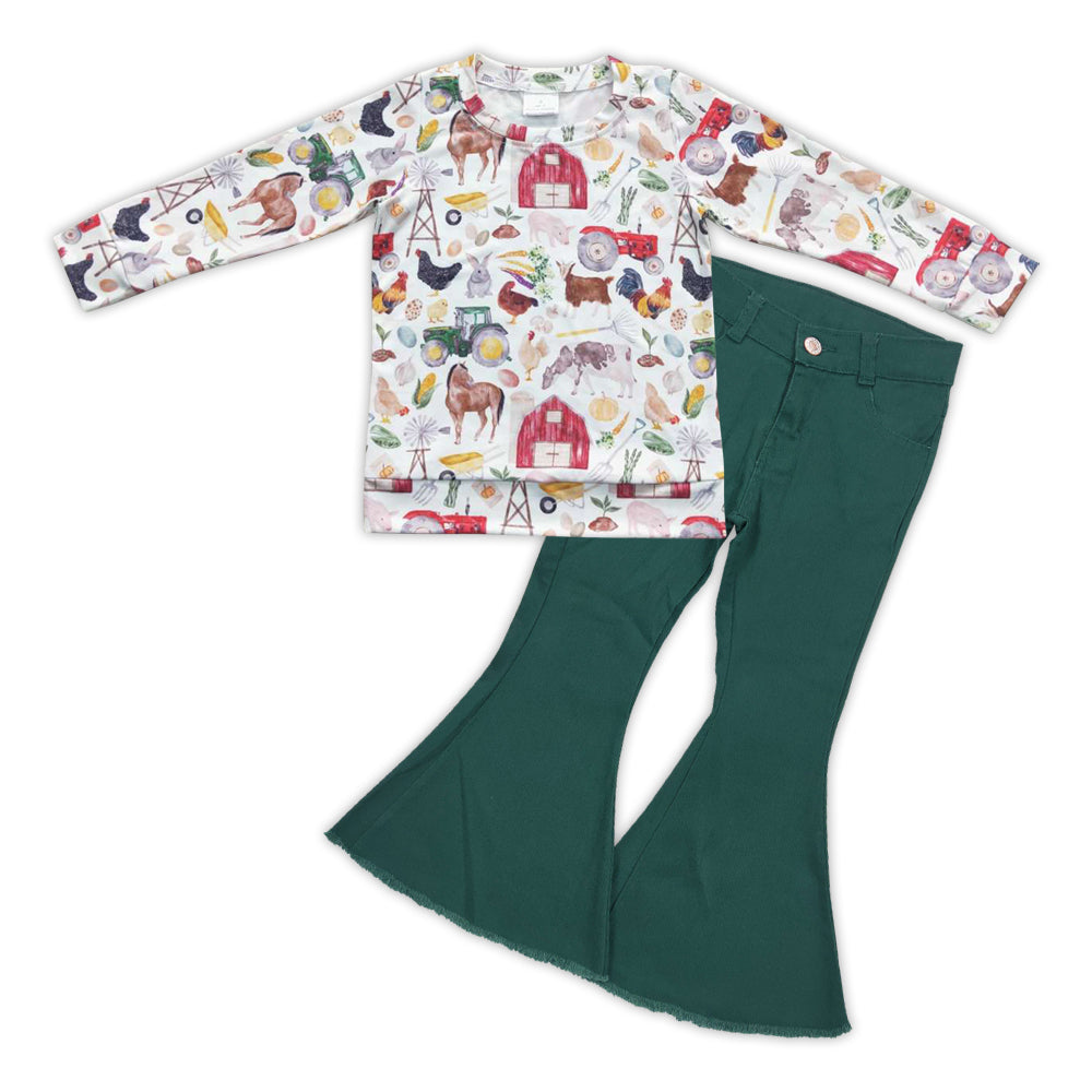 Animal farm Shirt Green Bell Pants Jeans