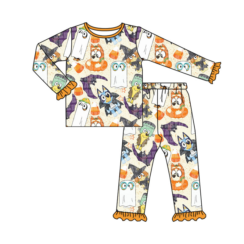 pre-order Halloween Cartoon bet dog Pumpkin Long Sleeve Pajamas GLP1757