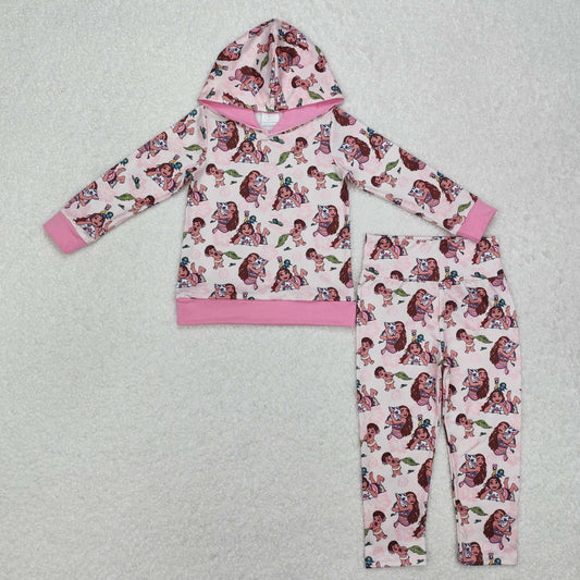 pink cartoon hooded long sleeve girl Suit