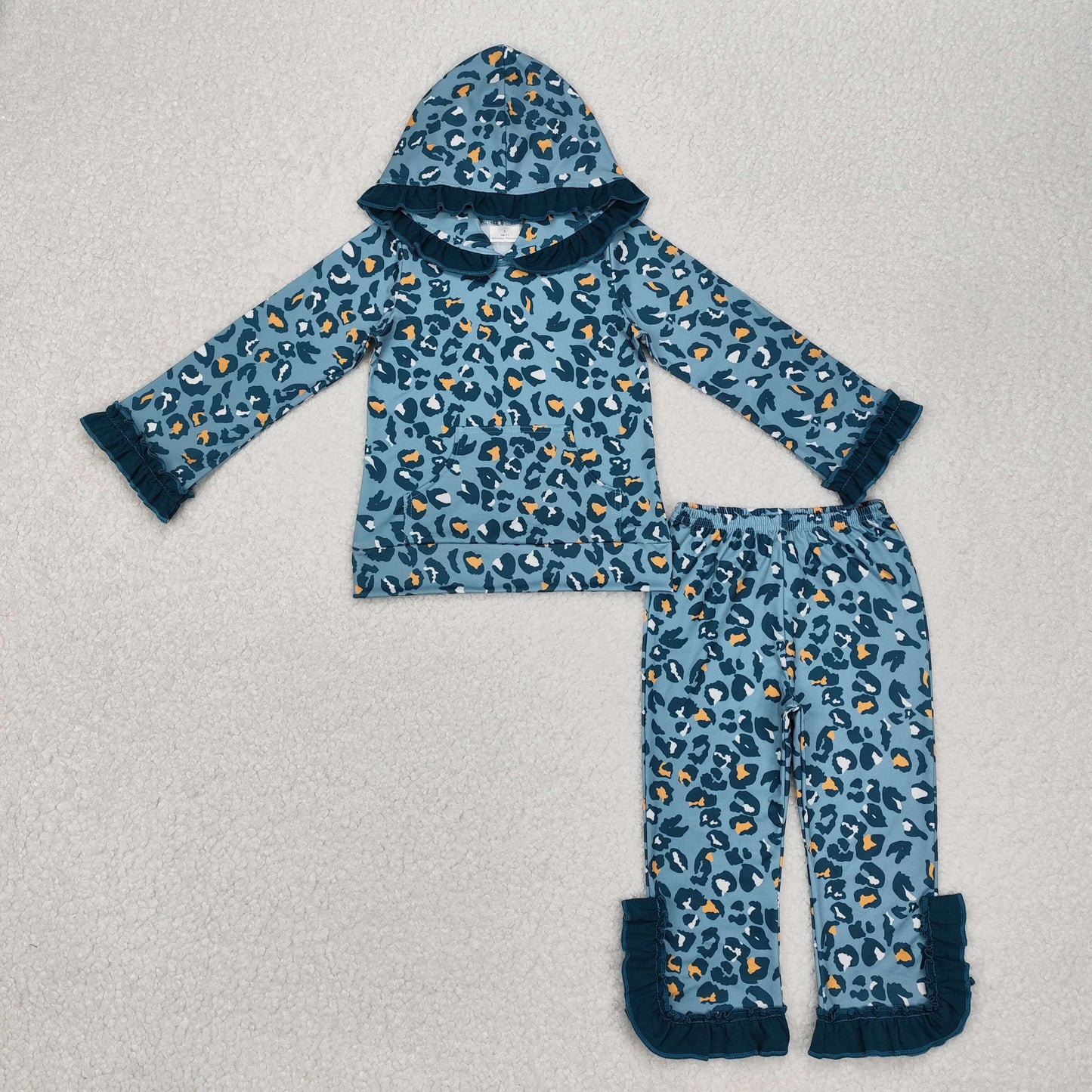 leopard hood Green long sleeve pajamas suit