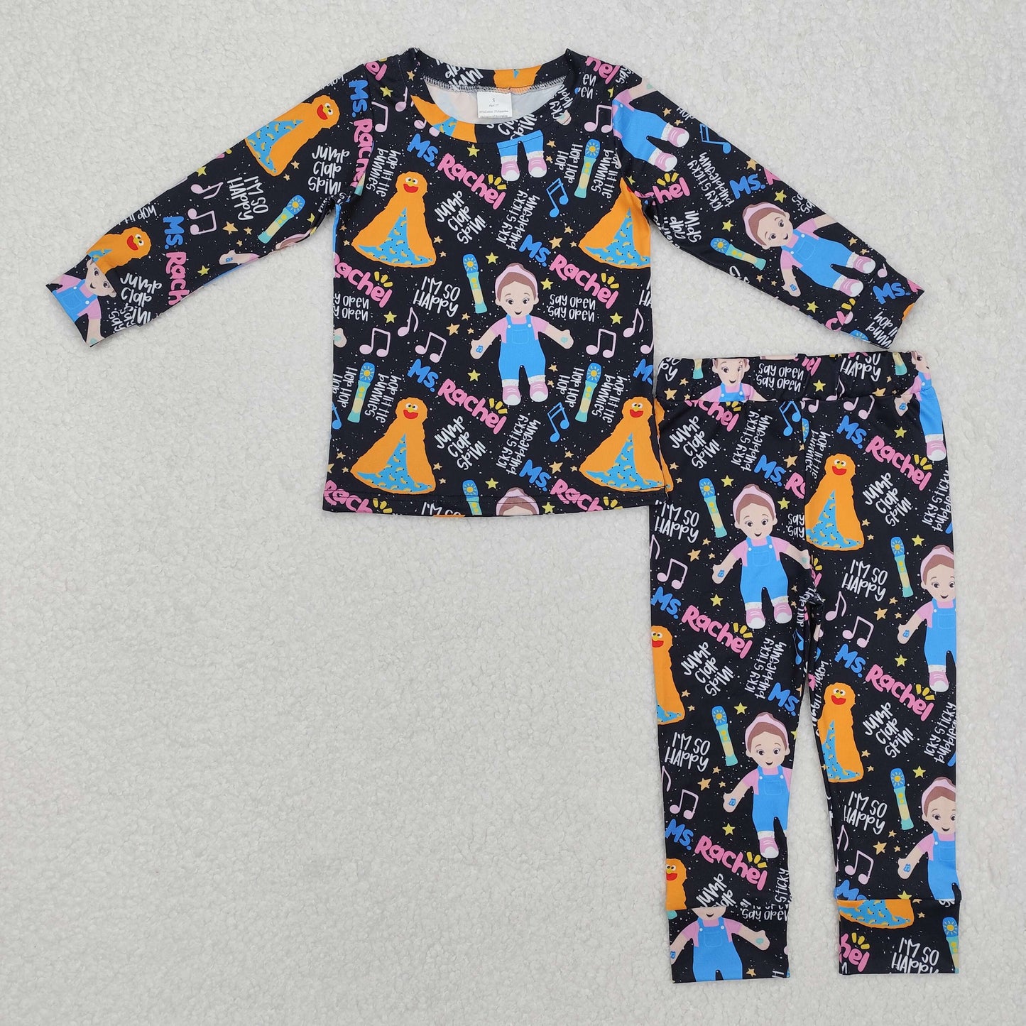 black cartoon Long Sleeve girl Pajamas