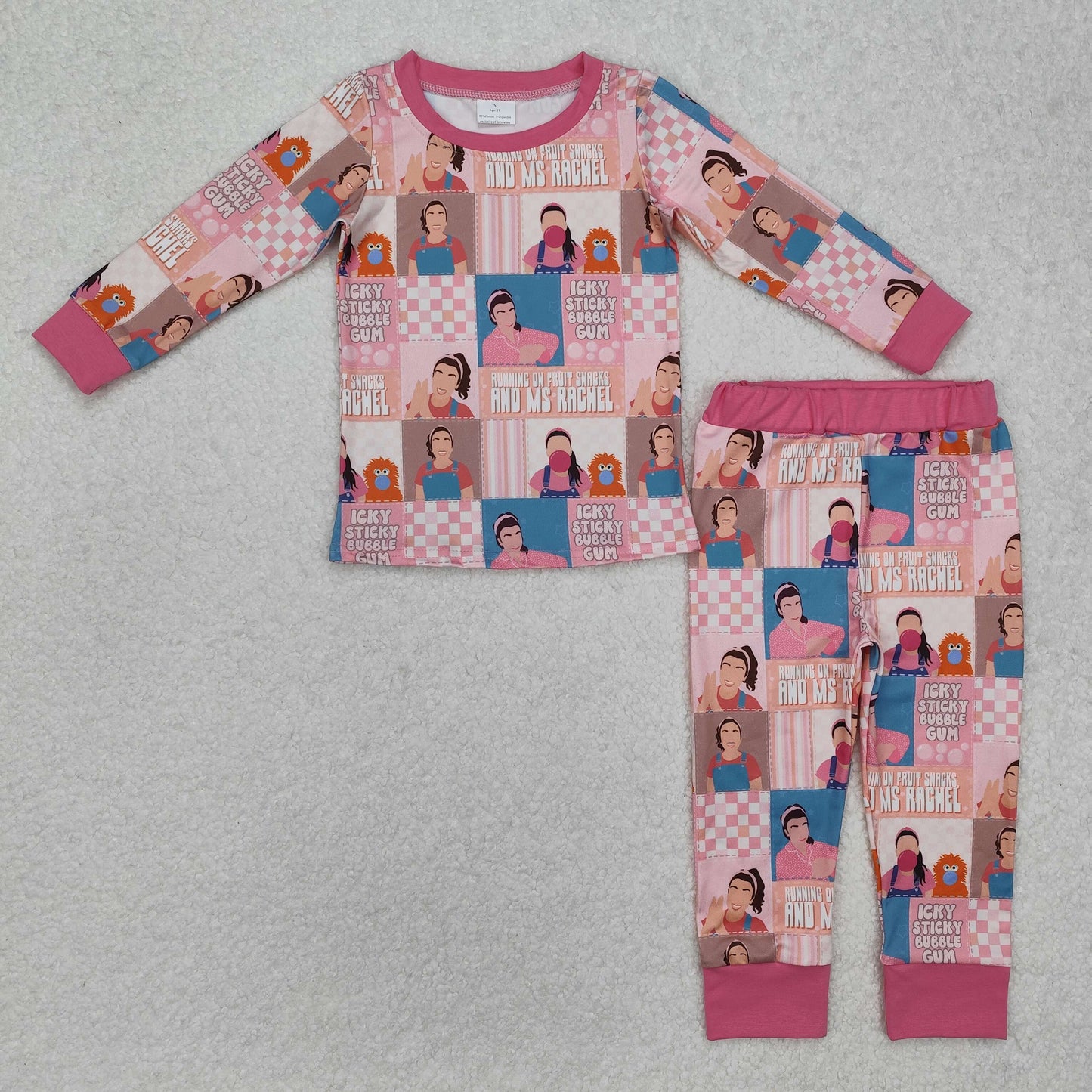 pink Plaid Long Sleeve girls Pajamas