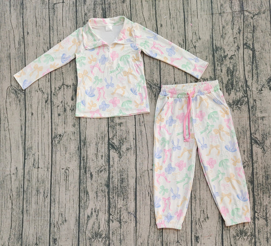 pre -order colorful bow button kids pajamas GLP2886