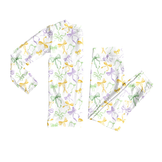 pre -order purple bow kids pajamas GLP2921