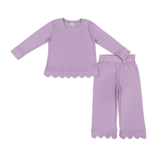 Purple scalloped edges Long Sleeve Girls Set GLP3289