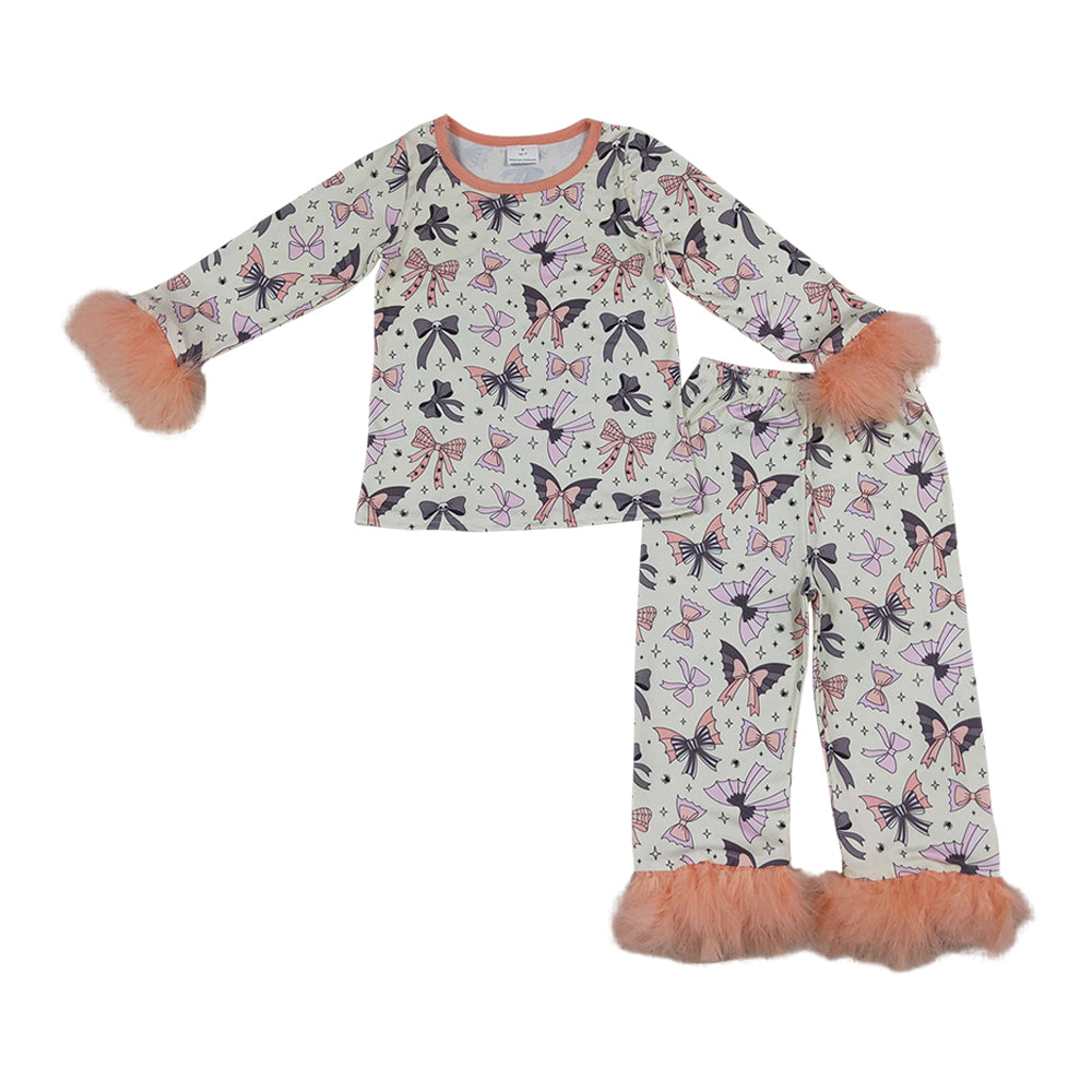 Halloween Bow with feather Girls Pajamas GLP3386