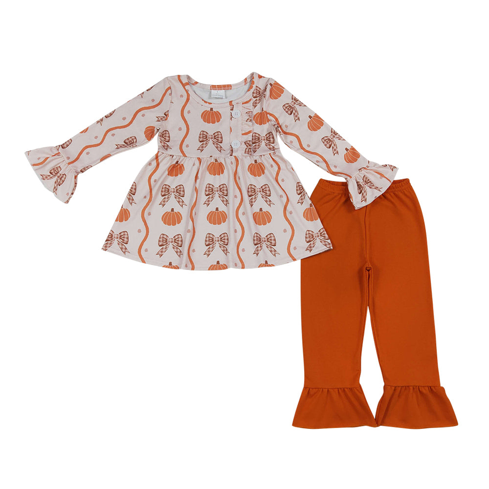Fall pumpkin Bow long sleeve set GLP3396