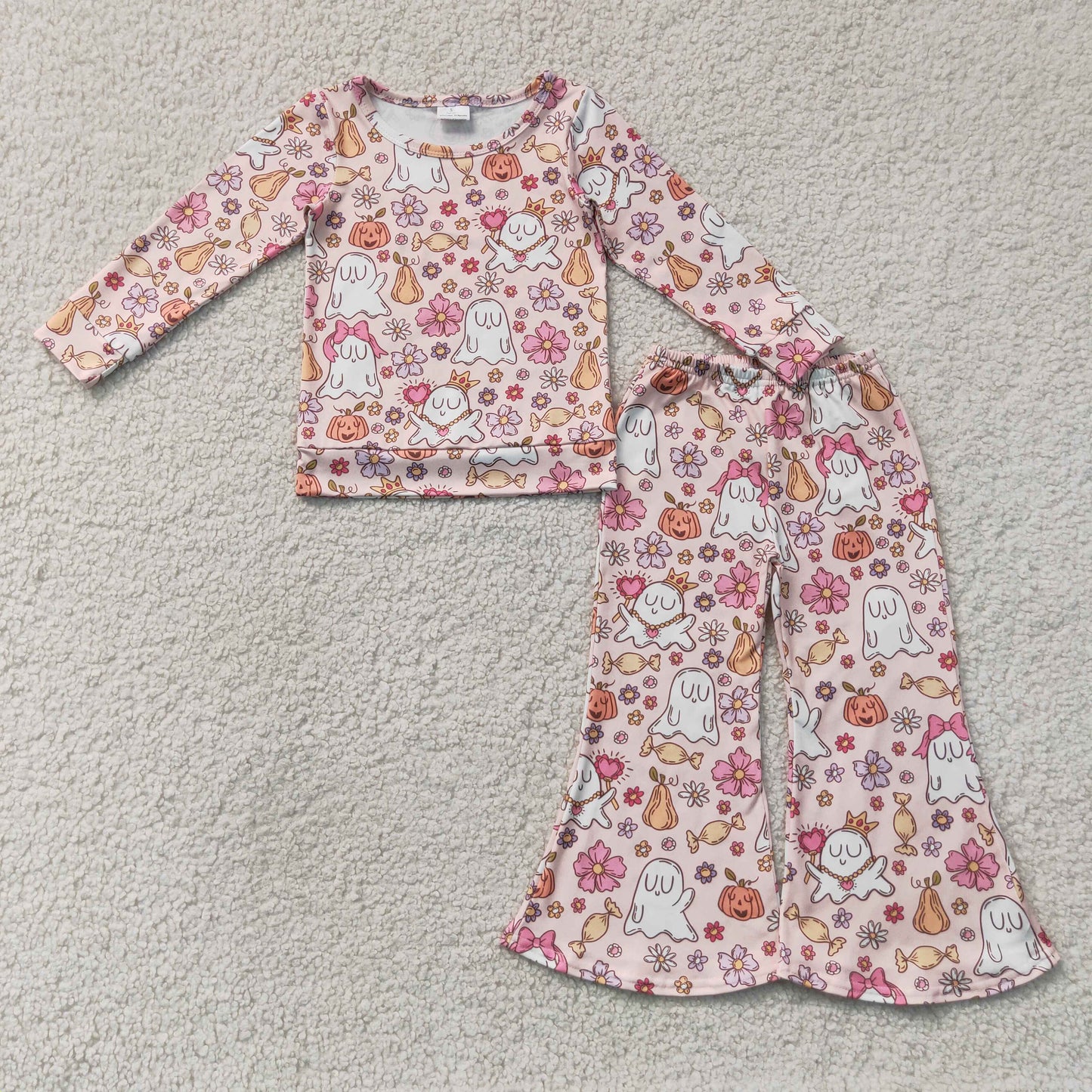 Halloween Girls' Outfits Long Sleeve Top & Flare Pants Kids Matching Clothes