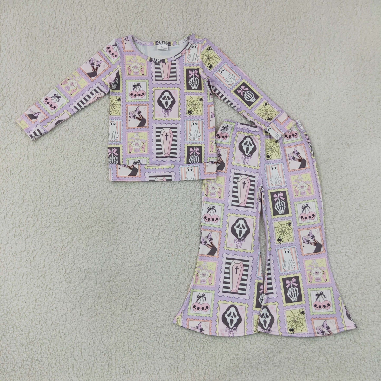Halloween Girls' Outfits Long Sleeve Top & Flare Pants Kids Matching Clothes
