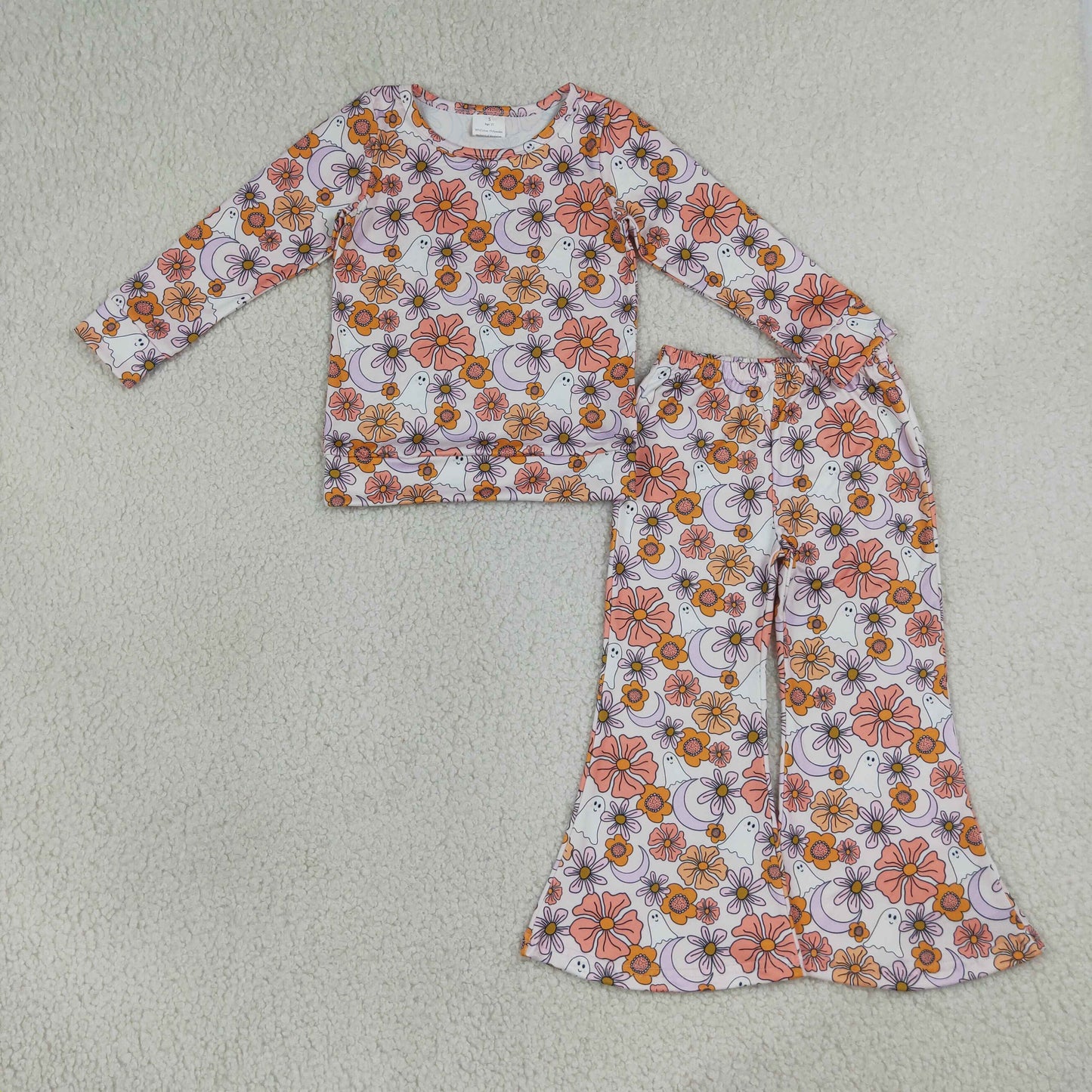 Halloween Girls' Outfits Long Sleeve Top & Flare Pants Kids Matching Clothes