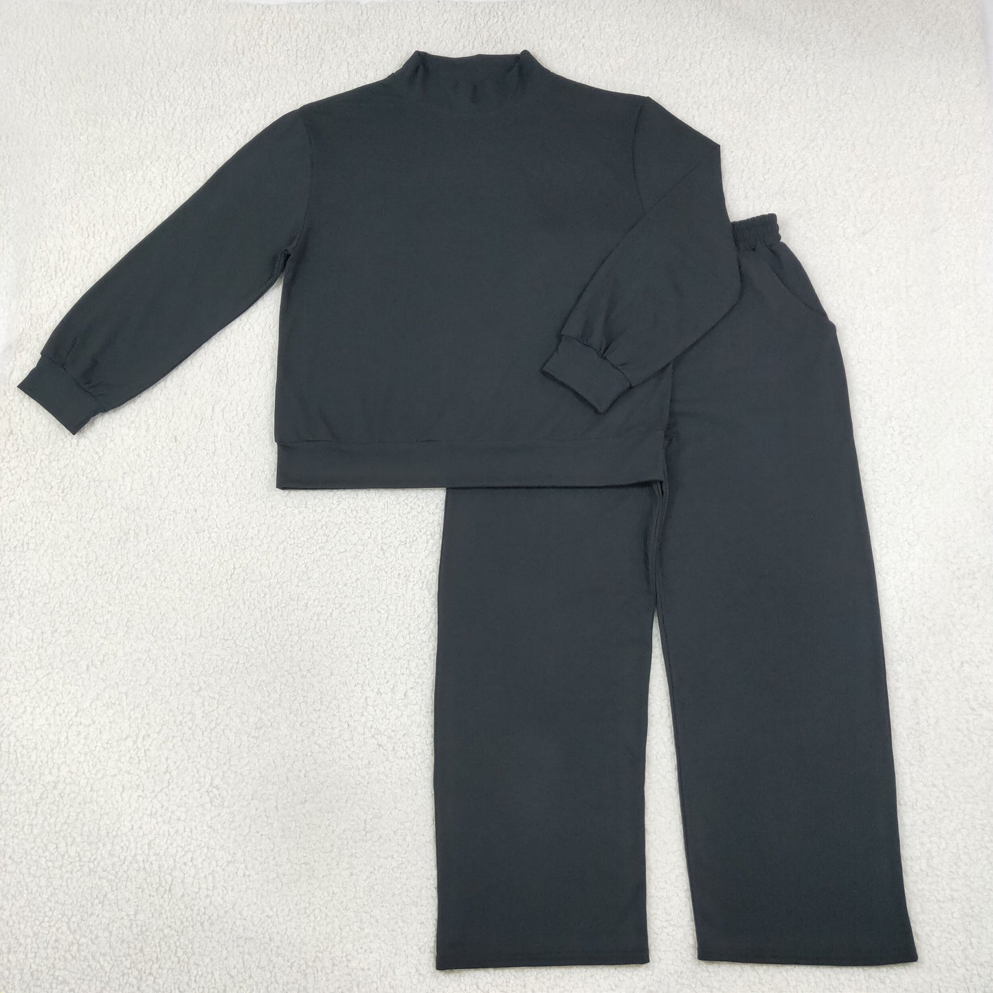 GLP3416 Solid Color Black Adult Women's Set