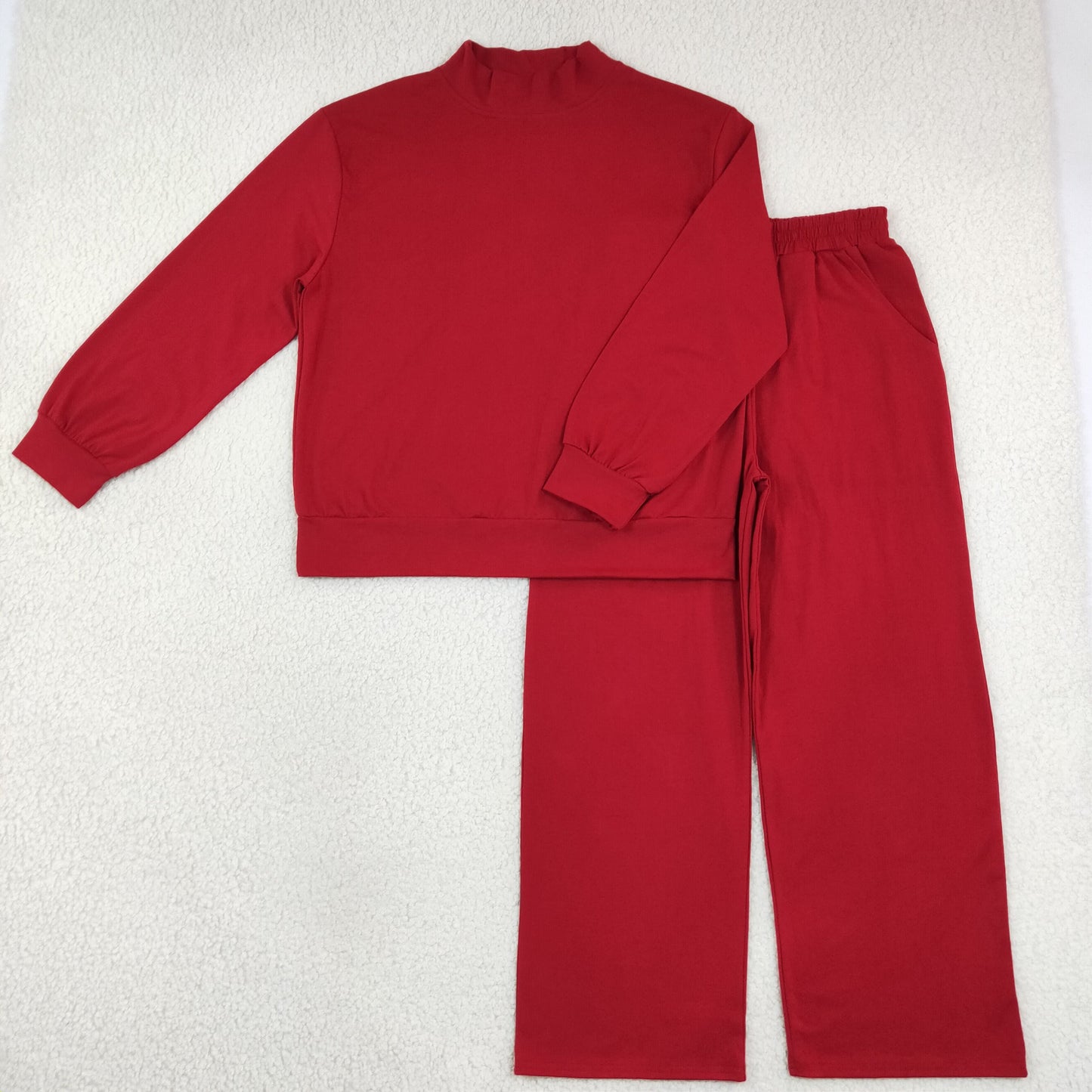 GLP3418 Solid Color Dark Red Adult Women's Set