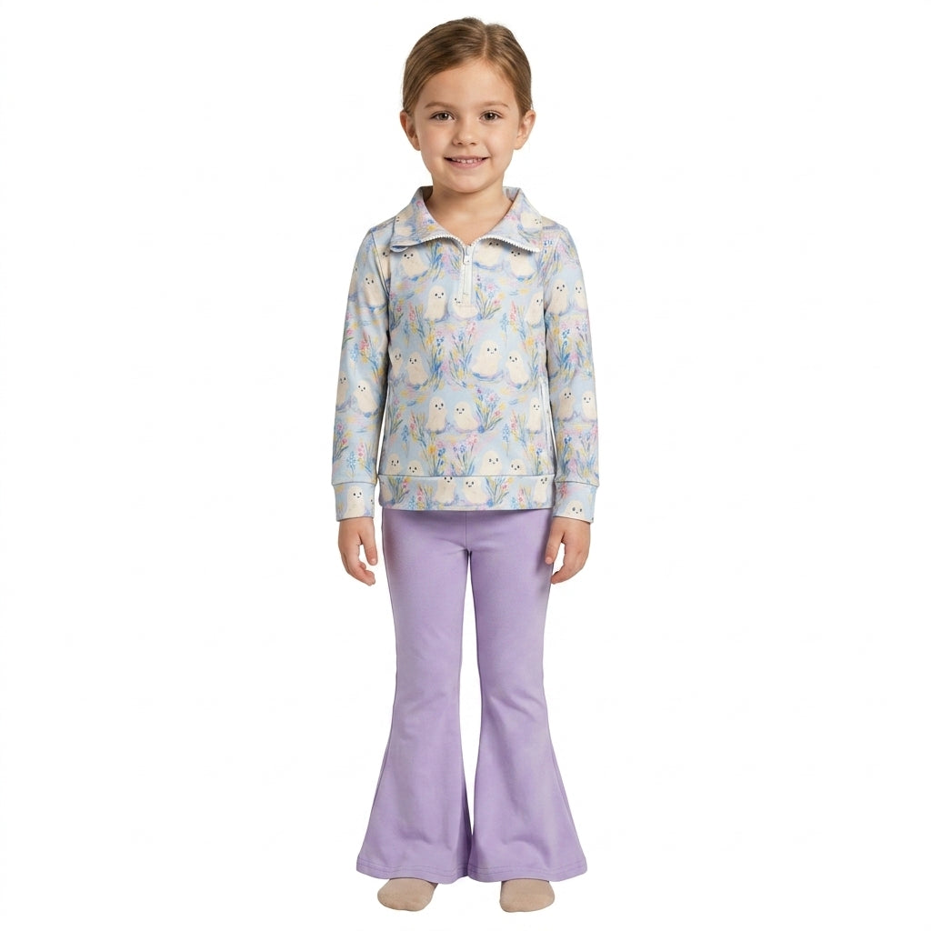 GLP3506 Halloween Ghost Purple Zipper Girls Set