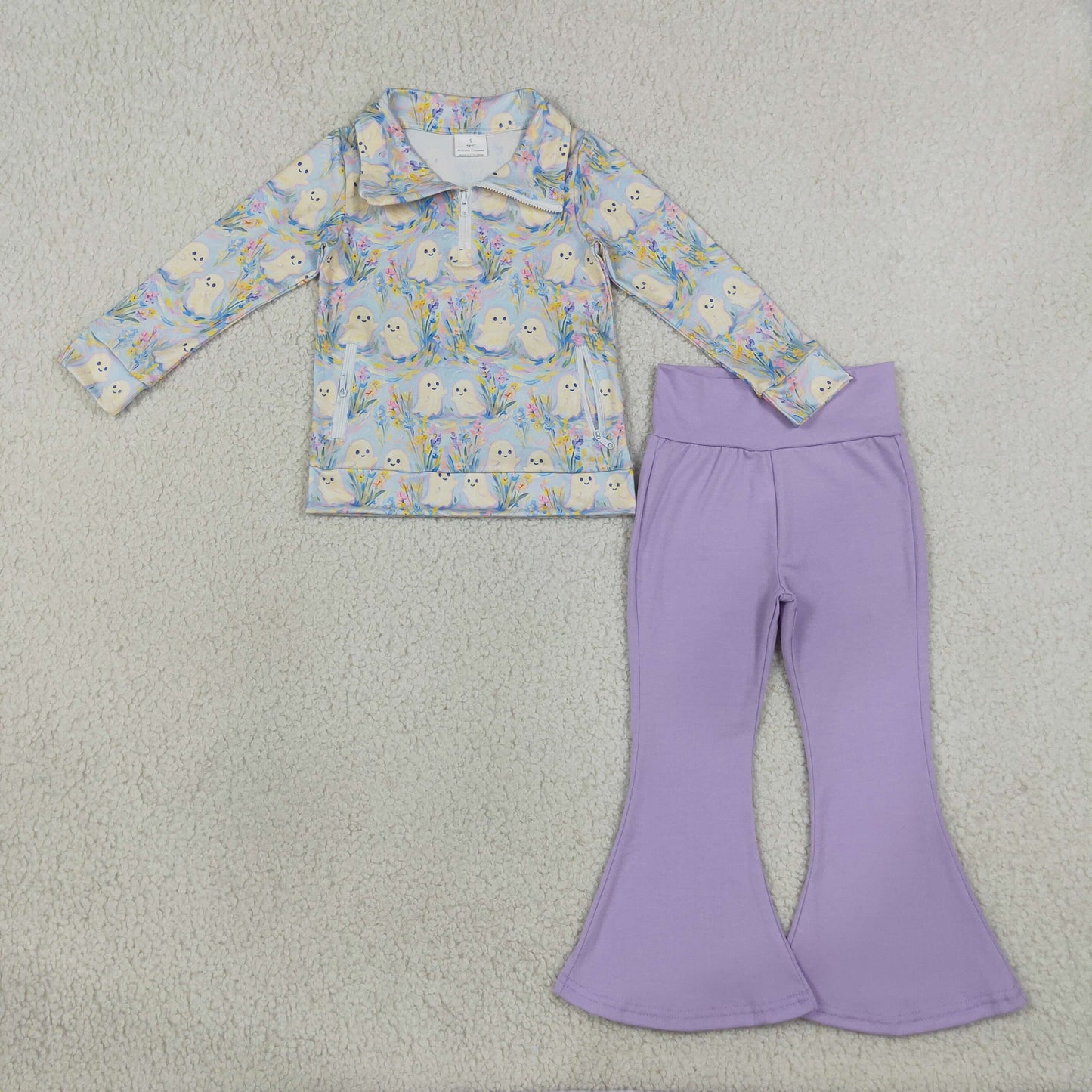 Halloween & Christmas Girls Flared Pants Sets Kids Sibling Matching Clothes