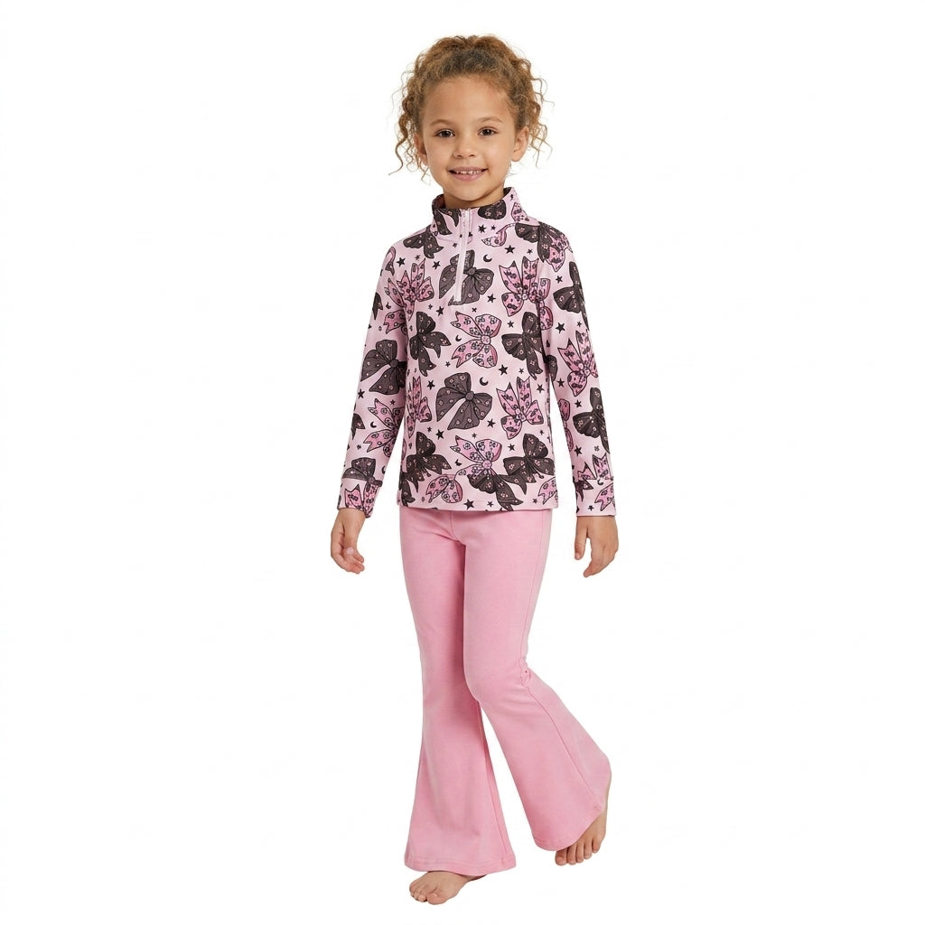 GLP3507 Halloween Bows Pink Zipper Girls Set