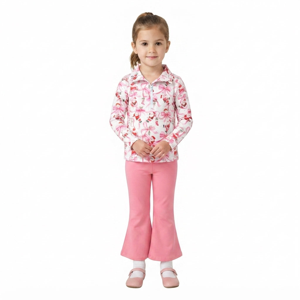 GLP3508 Christmas Santa Pink Zipper Girls Set