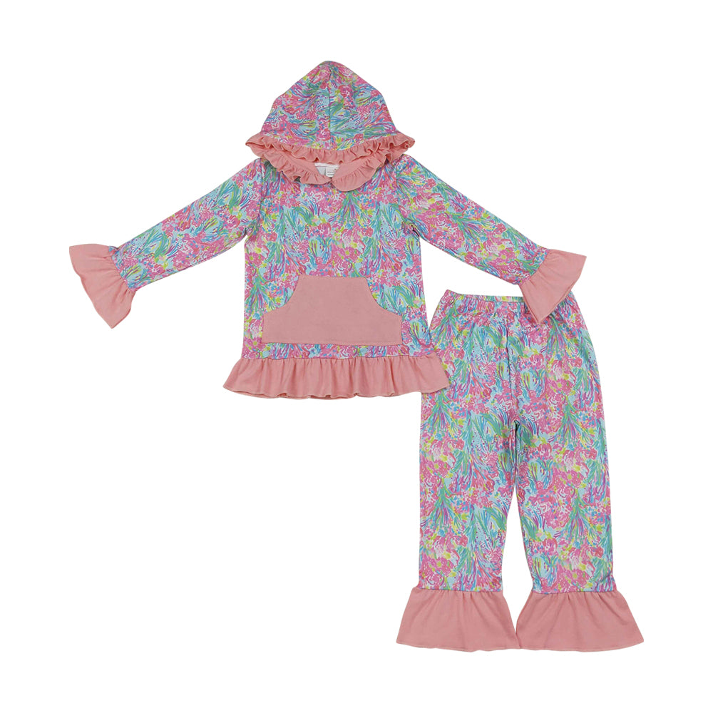 flowers Print ruffle jogger Set  GLP3519