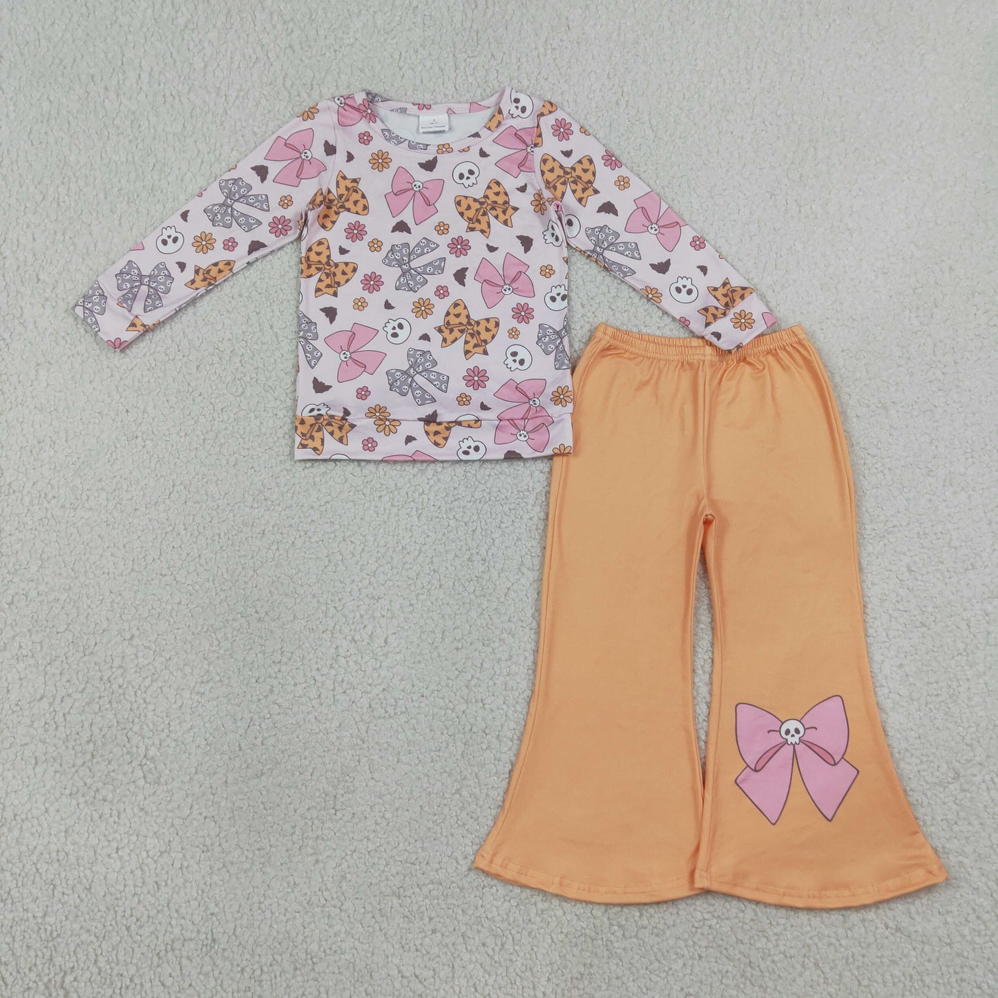 Holiday Girls' Outfits Long Sleeve Top & Flare Pants Kids Matching Clothes