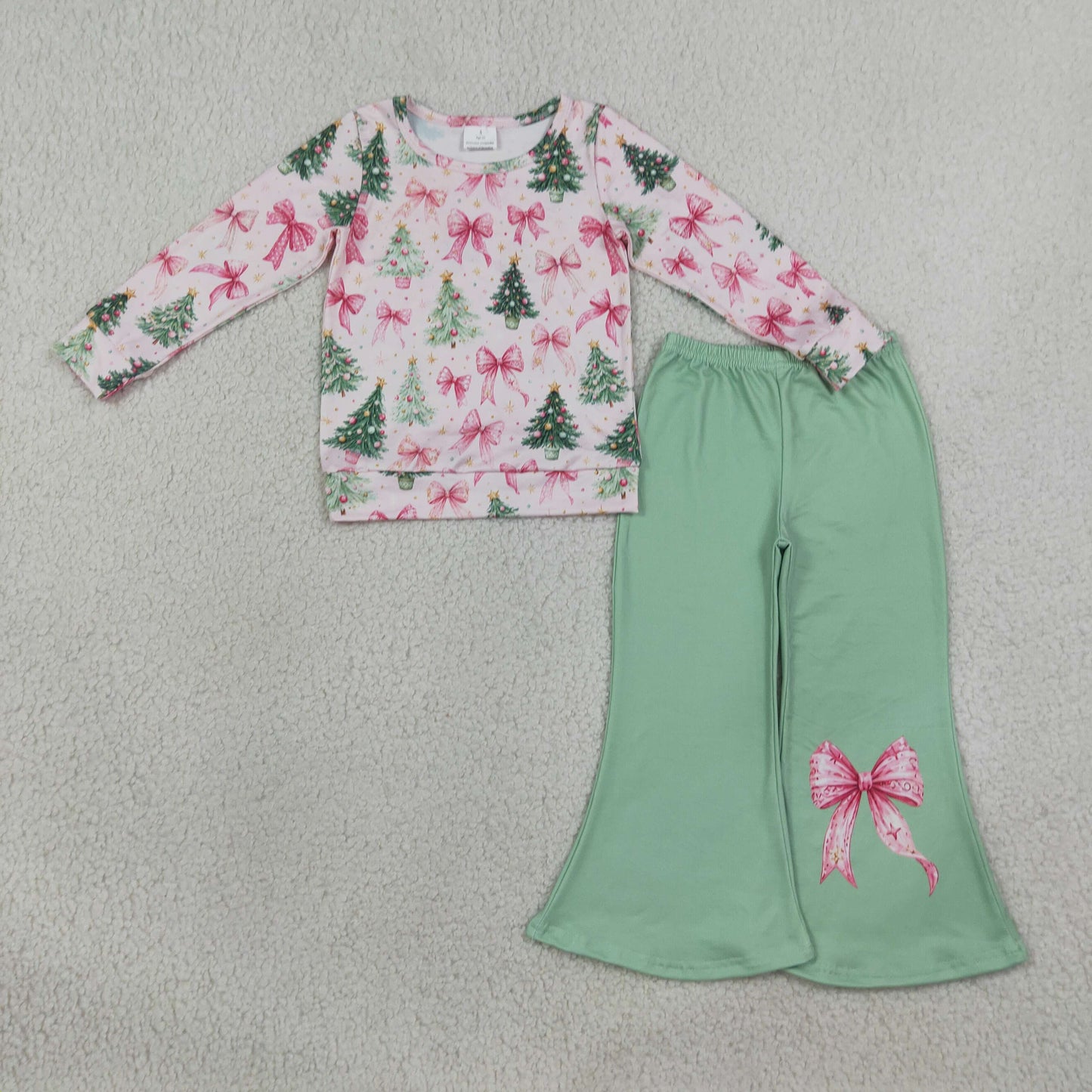Holiday Girls' Outfits Long Sleeve Top & Flare Pants Kids Matching Clothes