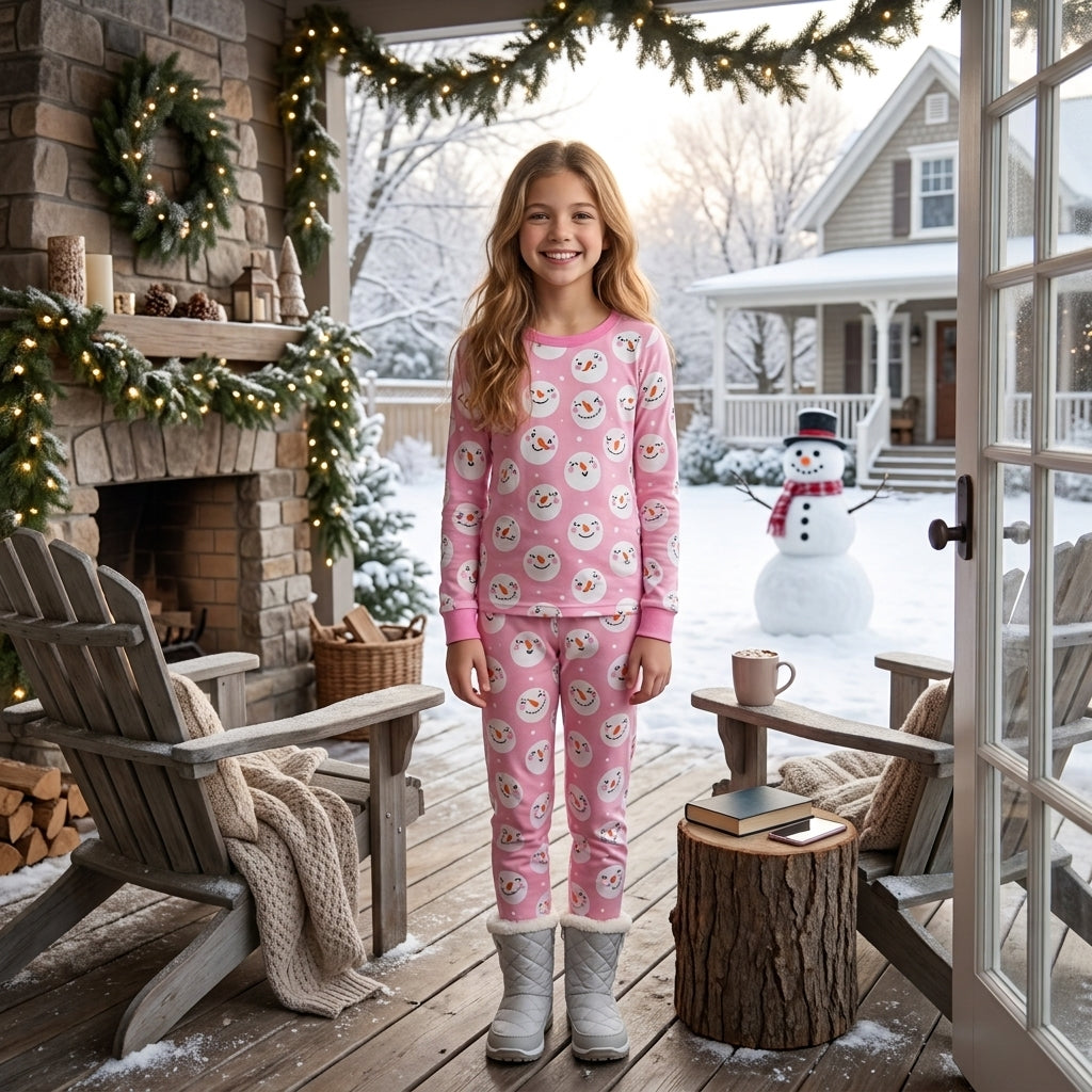 GLP3543 Christmas Snowman Girls Pajamas Outfits
