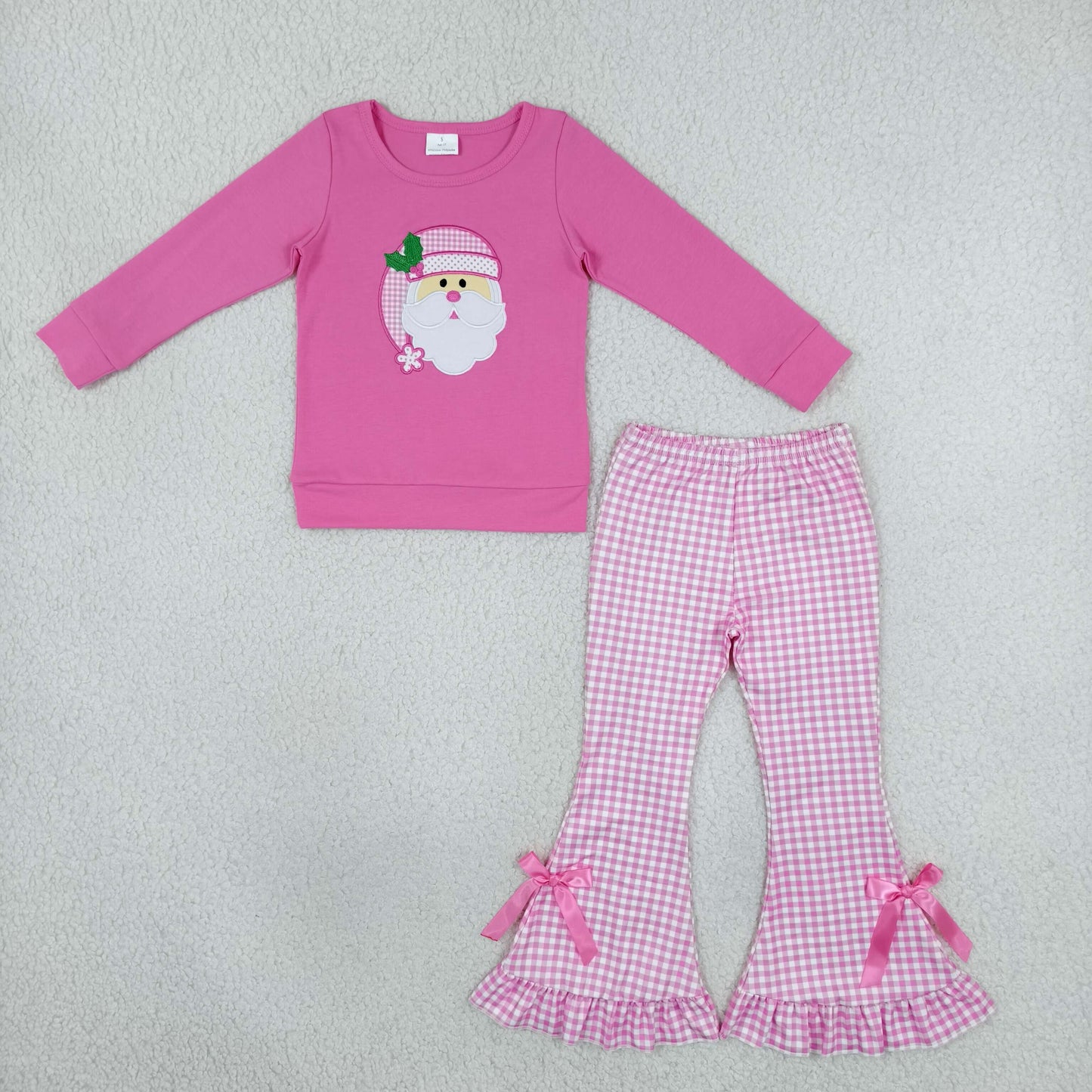 GLP3561 Embroidery Christmas Santa Rose Red Girls Set