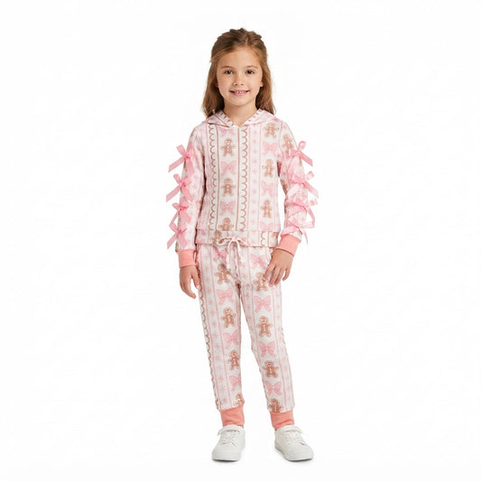 GLP3614 Christmas Gingerbread Bows Cute Girls Hoodie Outfits