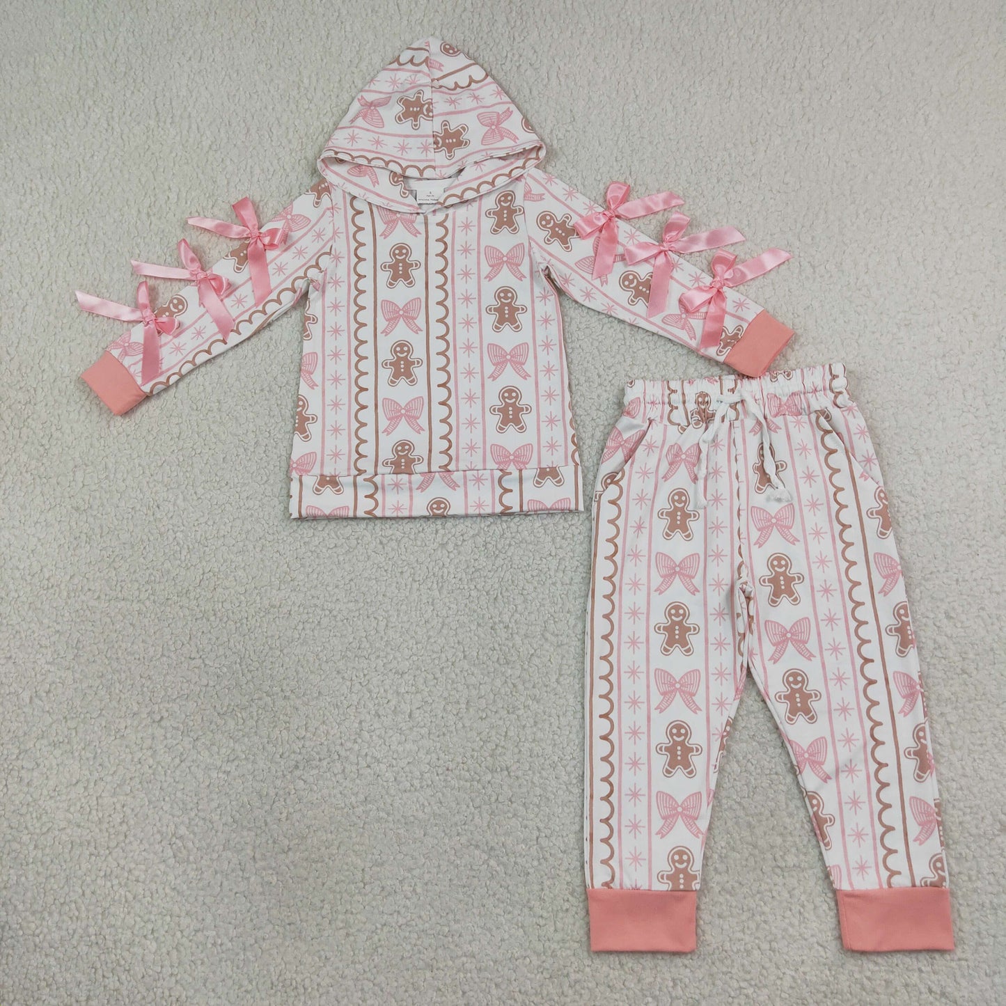 GLP3614 Christmas Gingerbread Bows Cute Girls Hoodie Outfits