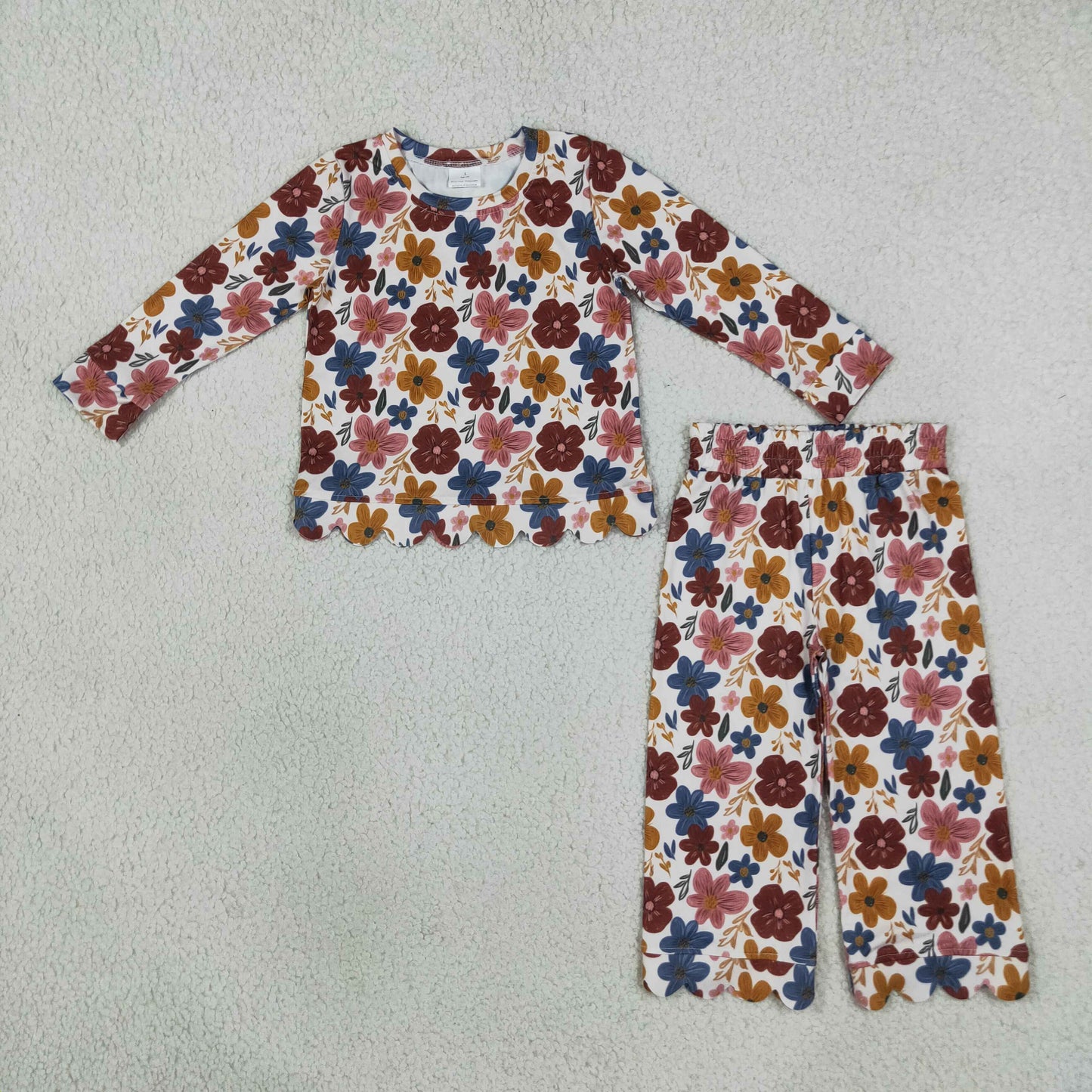 GLP3690 Fall Flower Leaf Scallop Edge Girls Set
