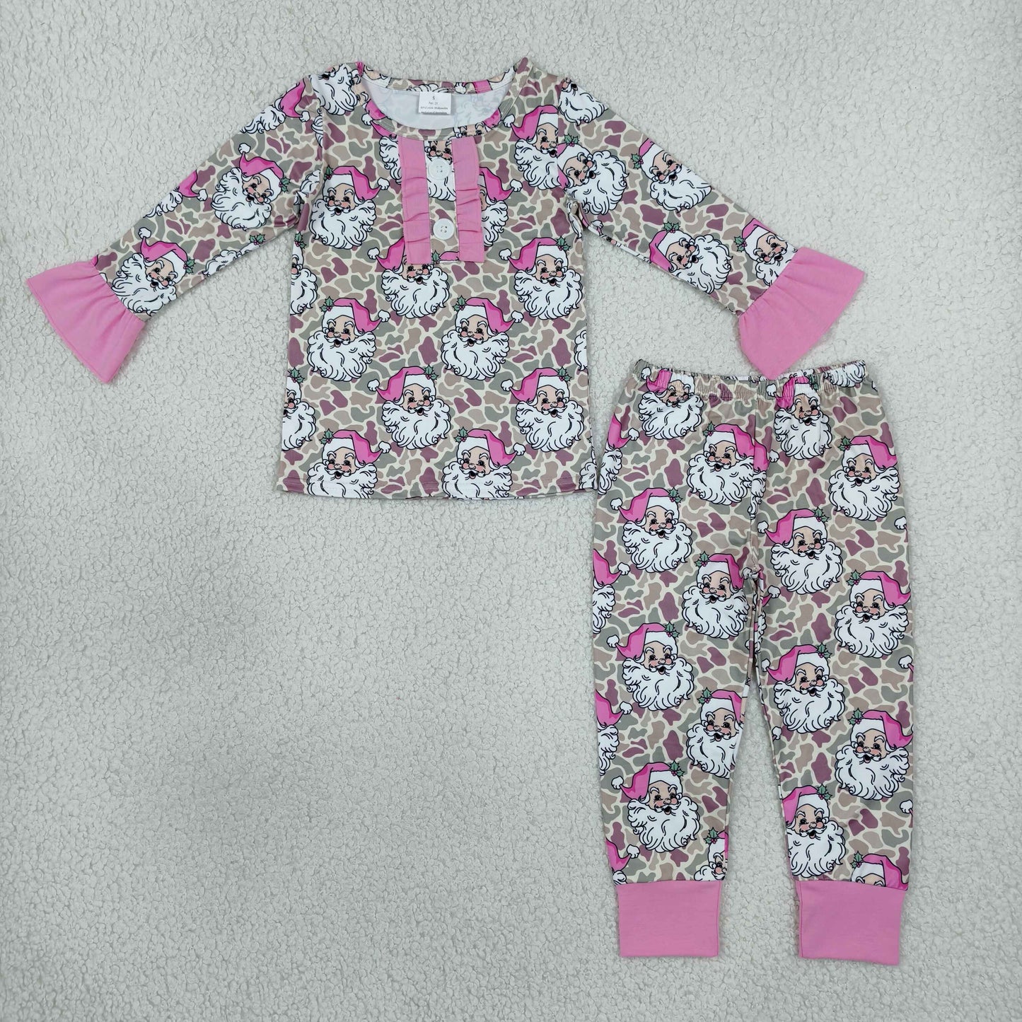 GLP3734 Christmas Santa Camo Pink Girls Pajamas Outfits