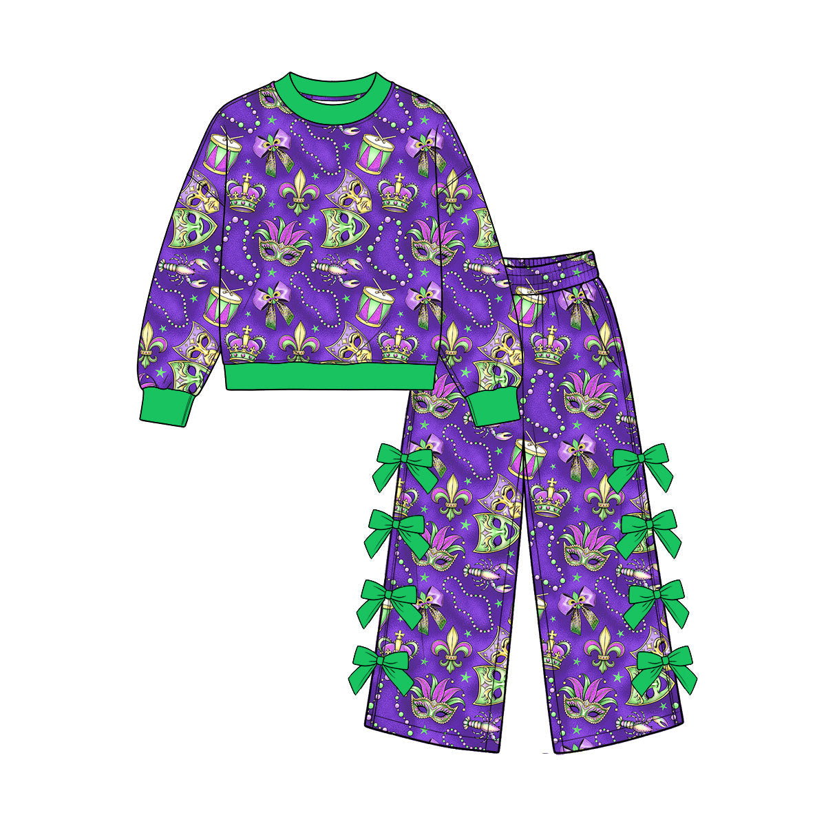 Preorder MOQ 5 pcs Each Style Mardi Gras Mask Kids Matching Clothes