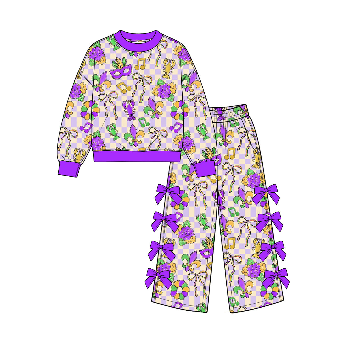 Preorder MOQ 5 pcs Each Style Mardi Gras Mask Kids Matching Clothes