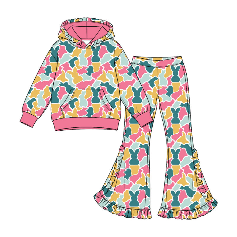 Preorder MOQ 5 pcs Each Style Easter Bunny Camo Ruffles Kids Matching Clothes