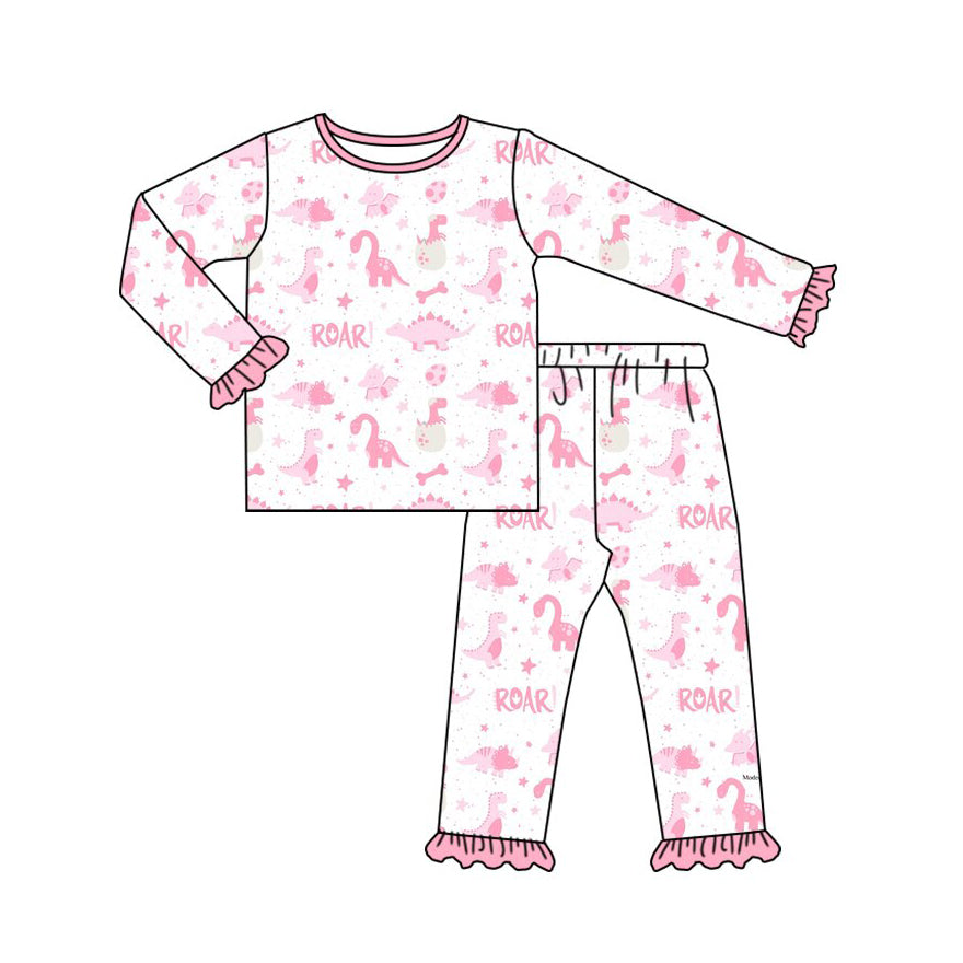 Preorder MOQ 5 pcs Each Style Easter Eggs Dinosaur ROAR Print Pajamas Kids Matching Clothes