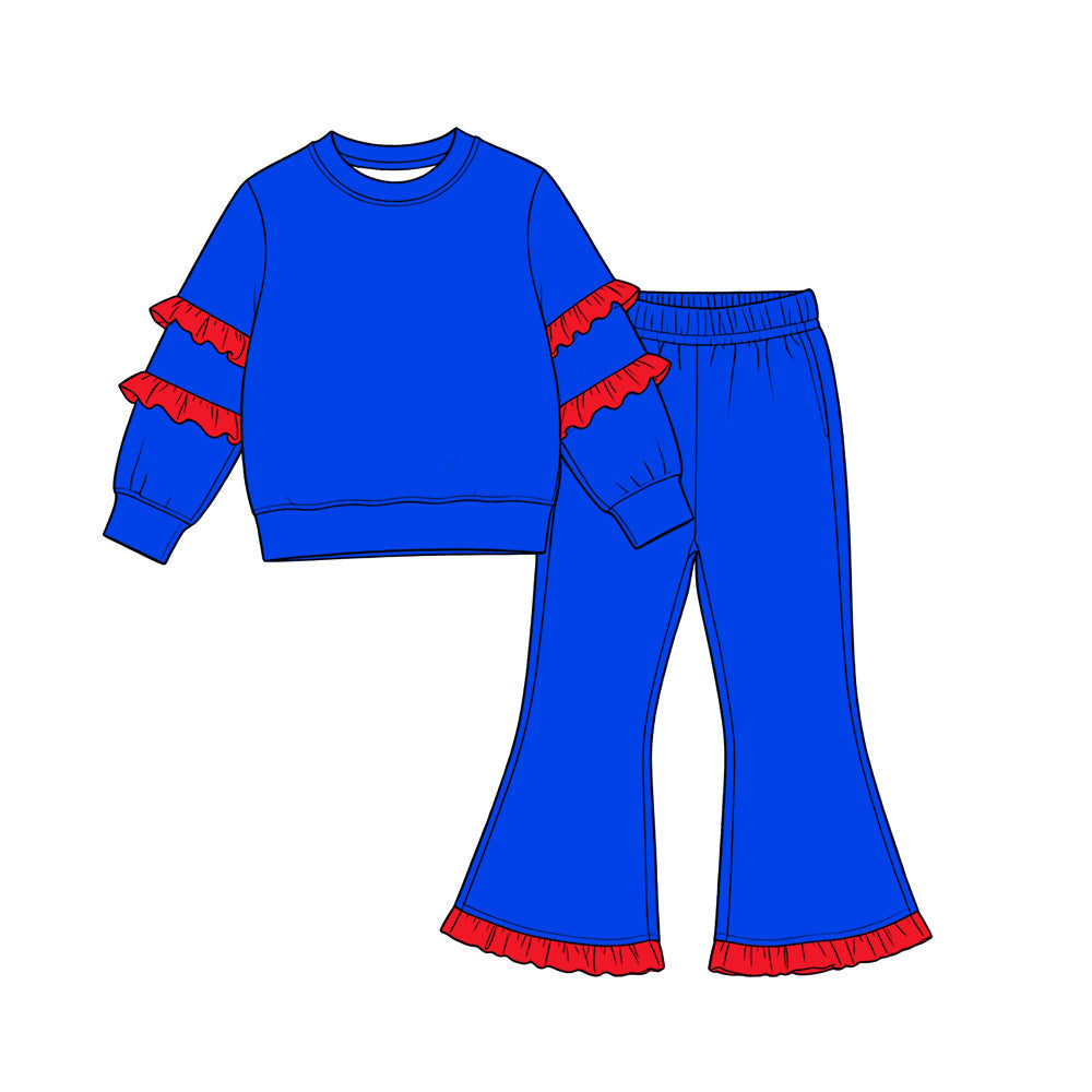 Preorder MOQ 5 pcs Each Style Solid Color Ruffles Kids Matching Clothes