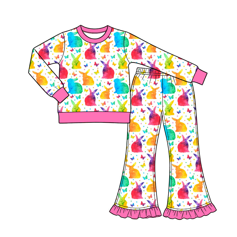Preorder MOQ 5 pcs Each Style Easter Bunny Butterflies Rose Red Kids Matching Clothes