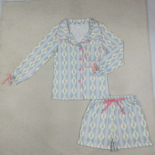 GLS0114 Christmas Trees Bows Adult Women's Shorts Pajamas Set