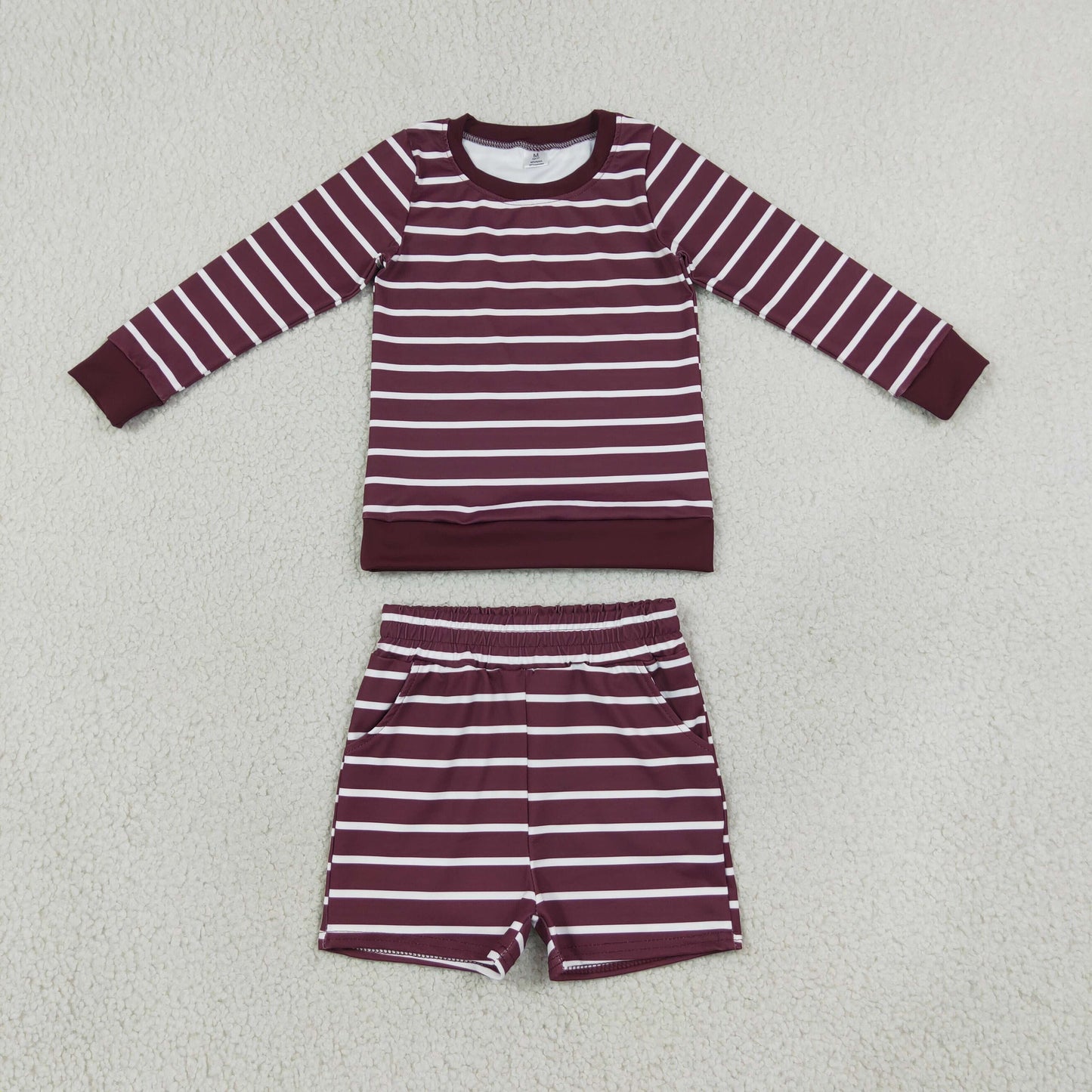 GLS0130 Solid Color Purple Stripe Yoga Girls Shorts Set
