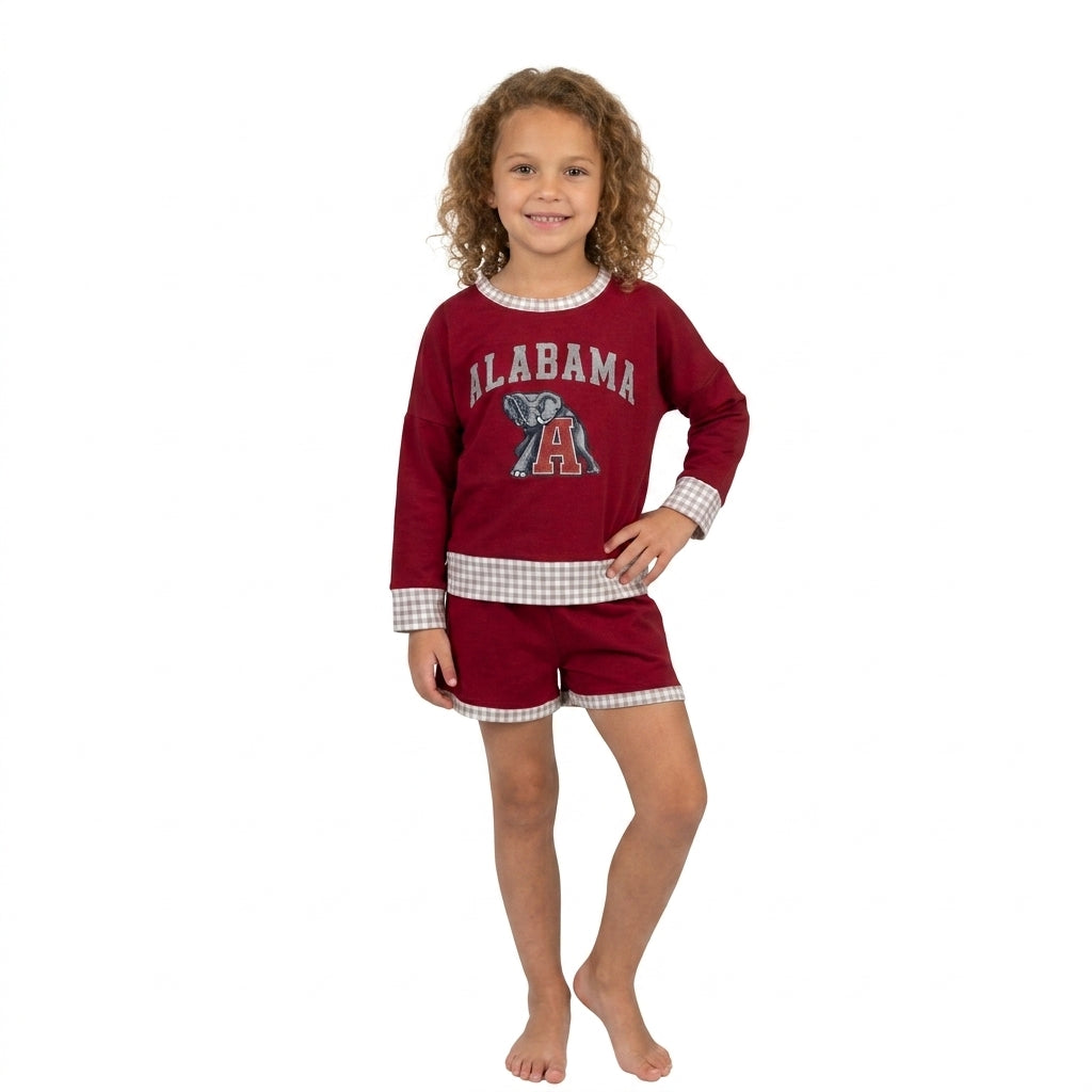 GLS0165 Vinyl School Team ALABAMA Girls Shorts Set