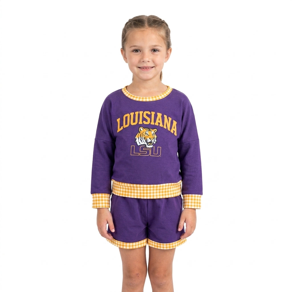 GLS0166 Vinyl School Team LOUISIANA Girls Shorts Set
